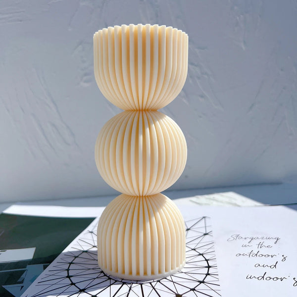 Twist Ribbed Pillar Candle Molds - Geometric Design