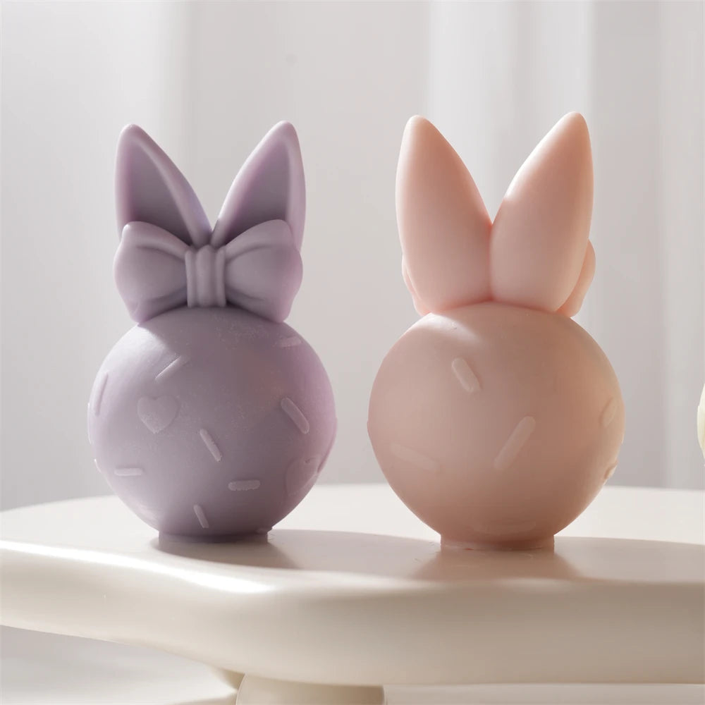 3D Bowknot Bunny Silicone Candle Mold