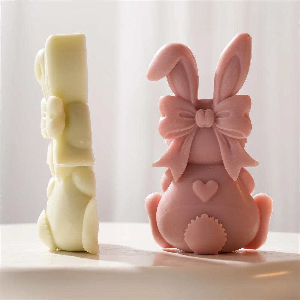 3D Heart Bowknot Bunny Silicone Candle Mold