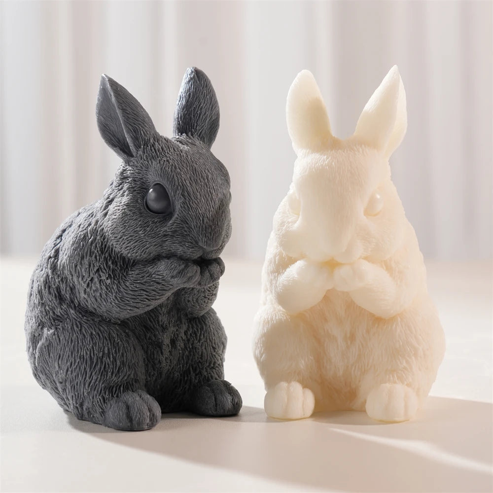 Realistic Sitting Baby Rabbit Silicone Candle Mold