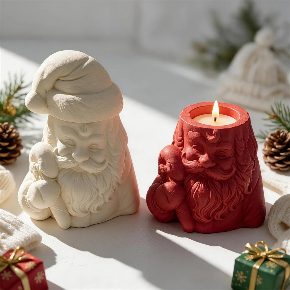Santa Claus candle jar with removable Christmas hat lid