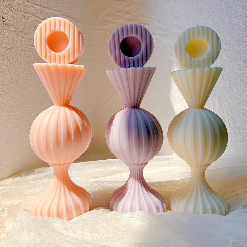 Vase Shape Sculptured Pillar Candle Mold
