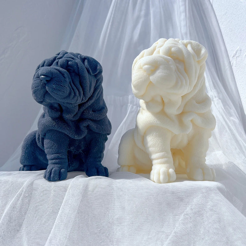 Shar Pei Dog Puppy Silcione Candle Mold