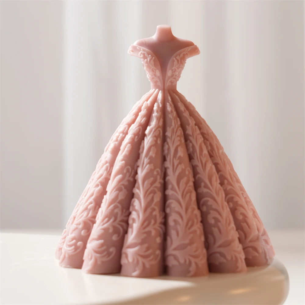 3D Wedding Dress Silicone Candle Mold