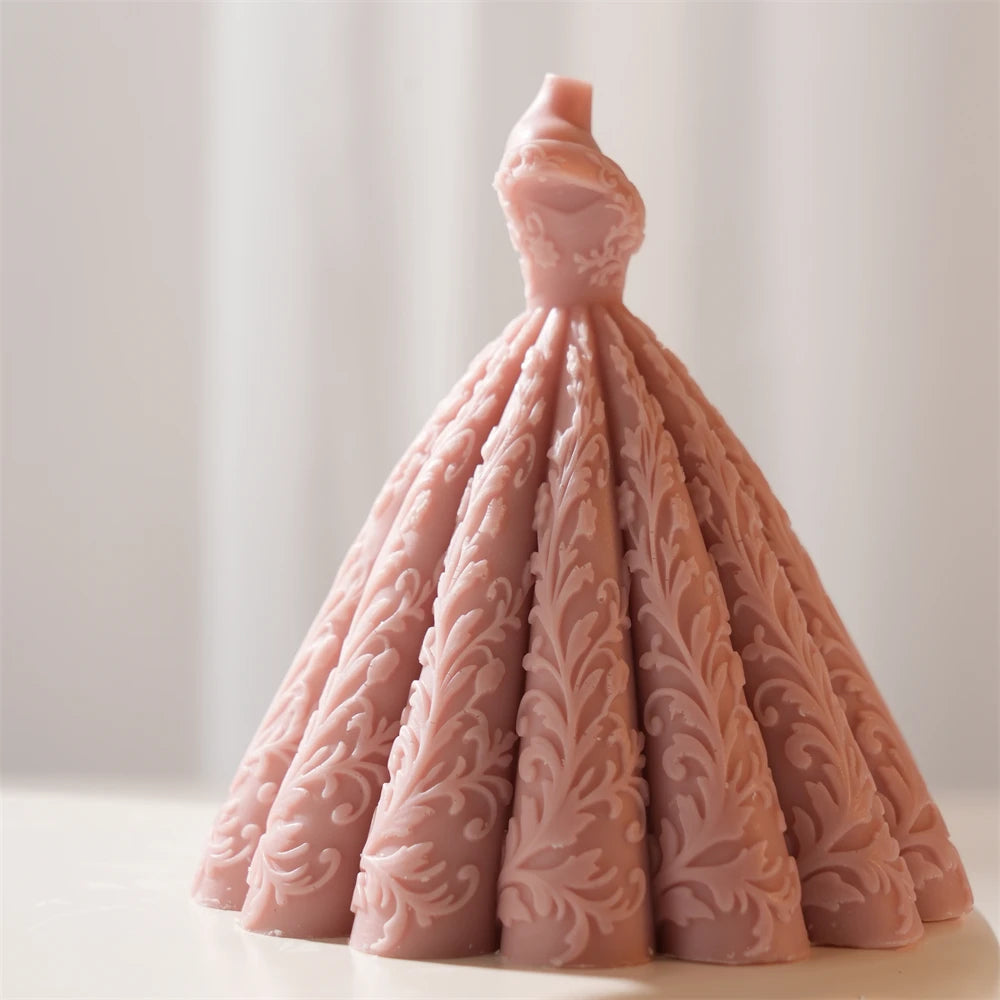 3D Wedding Dress Silicone Candle Mold