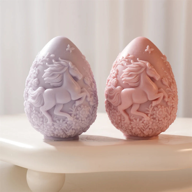 Horse Egg Candle Silicone Mold for Easter Decor