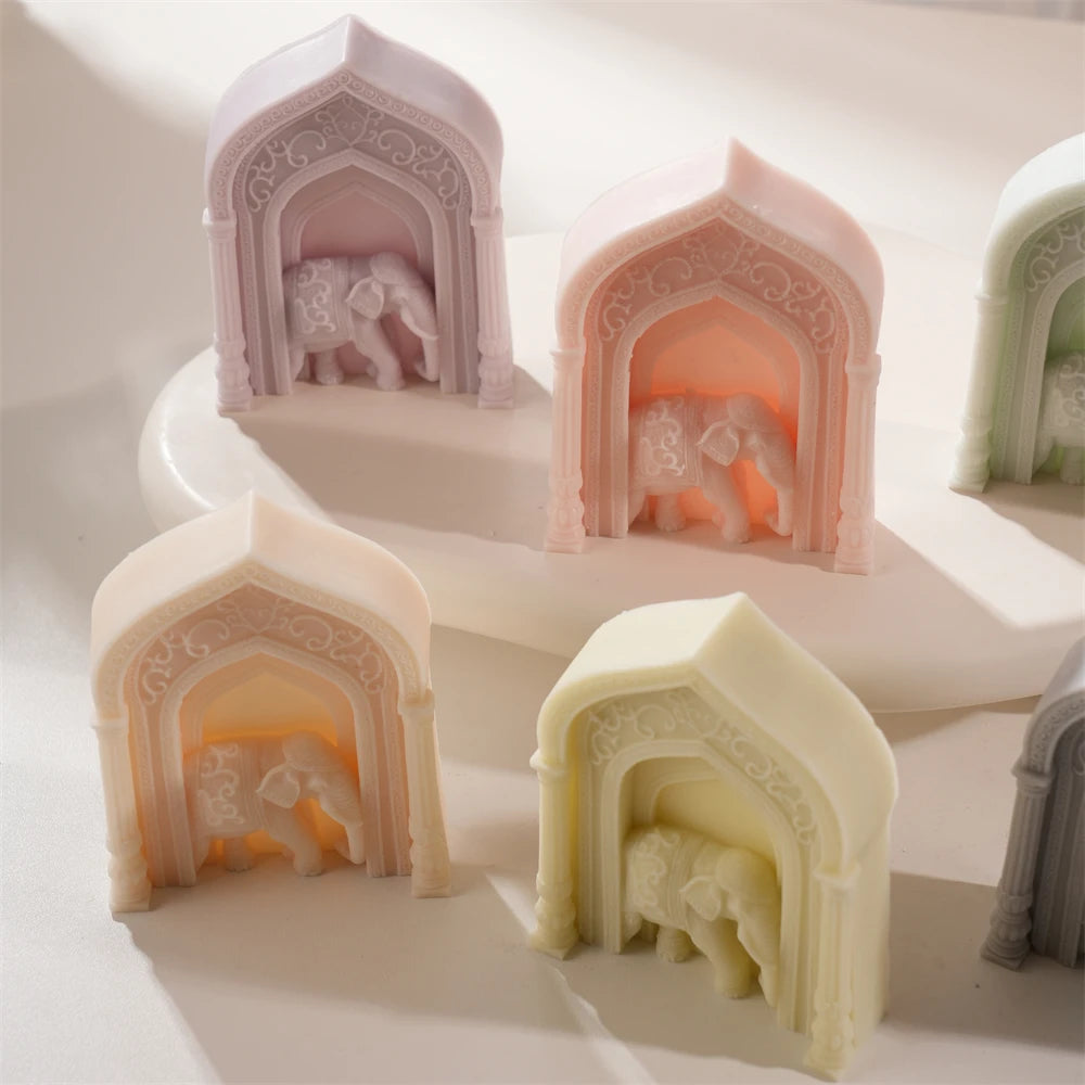 Mughal Boho Elephant Arch Silicone Candle Mold