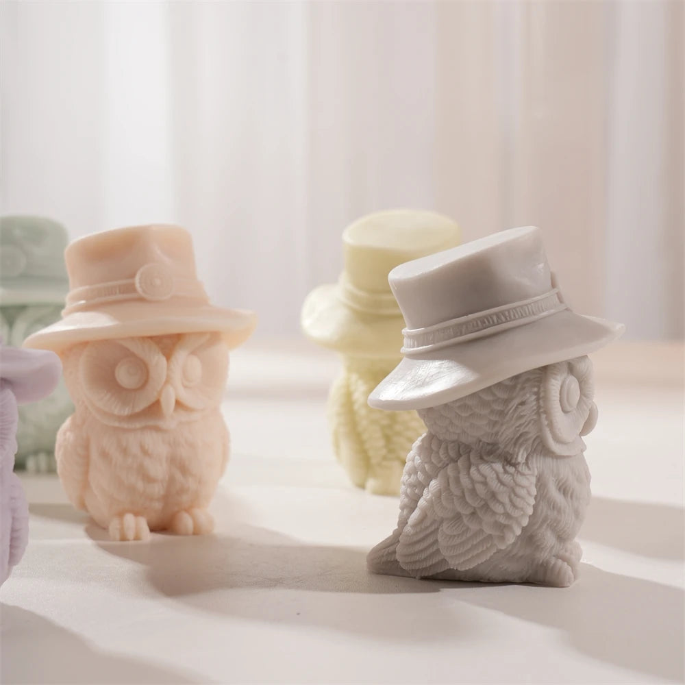 Hat Owl Candle Silicone Mold for DIY Crafts