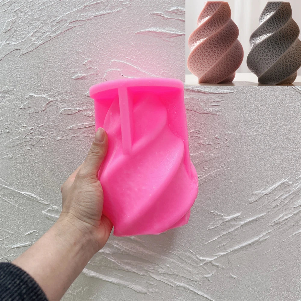 Gridding Pillar Swirl Candle Silicone Mold