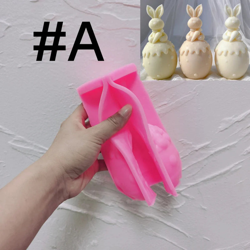 Three Designs Easter Egg Rabbit Silicone Candle Molds