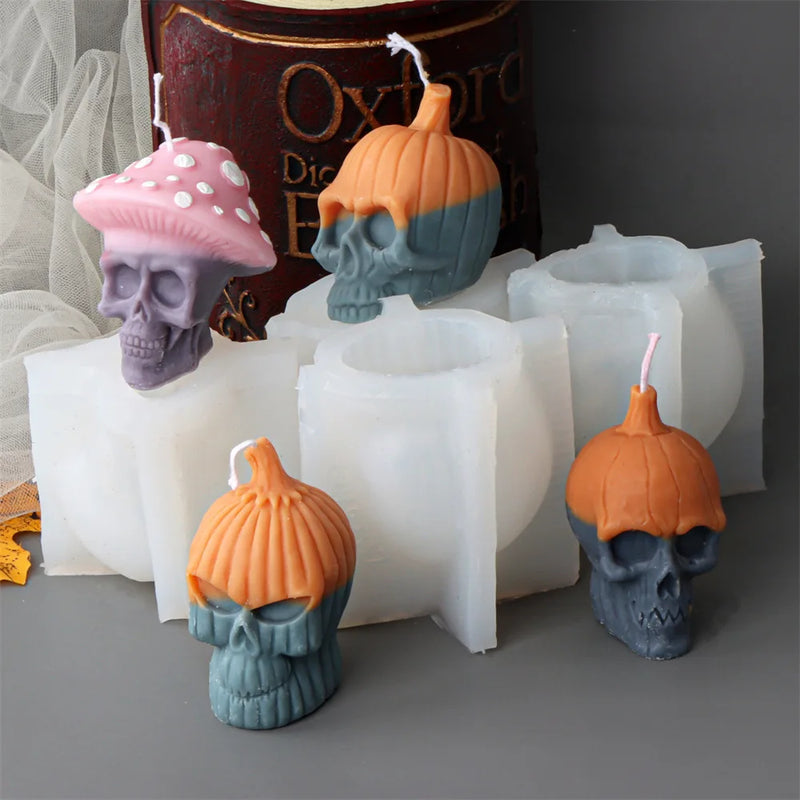 DIY Halloween Evil Pumpkin Skull Candle Mold