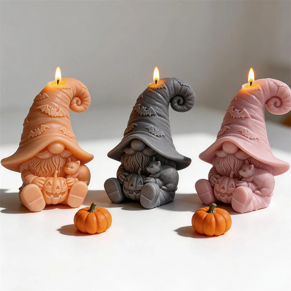 Halloween Bat Cat Gnome Silicone Candle Mold