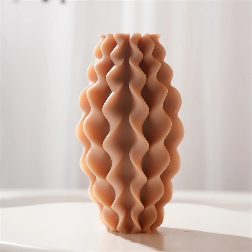 Geometric Wave Twirl Pillar Candle Silicone Mold