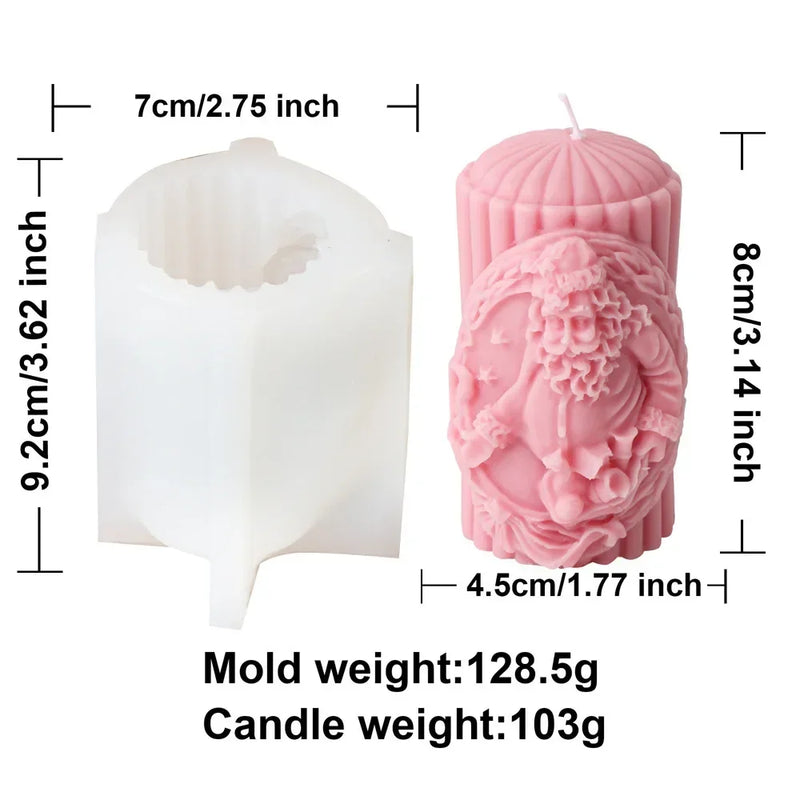 Christmas Cylindrical Candle Silicone Mold - Santa 2