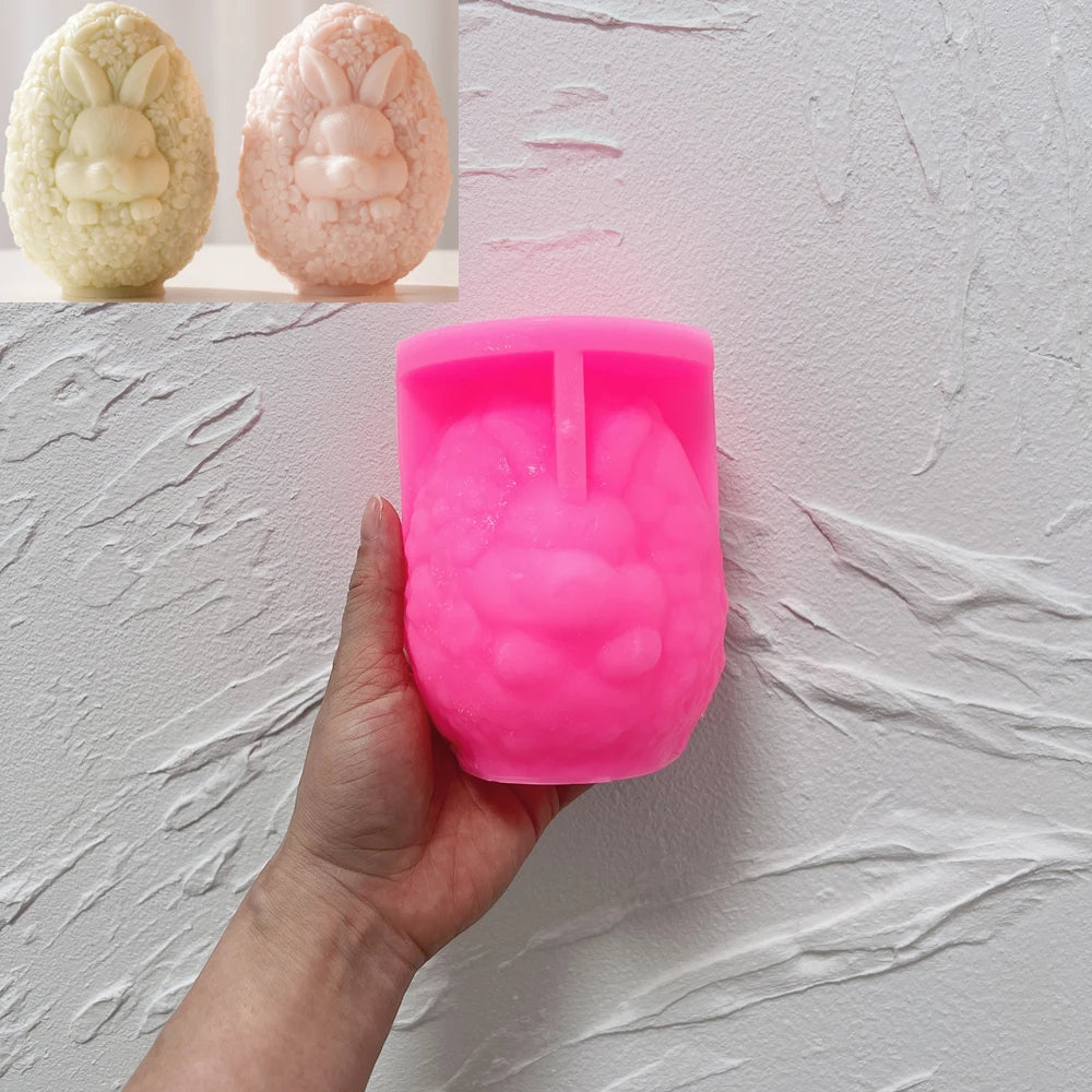 Flower Egg Rabbit Candle Silicone Mold for Easter