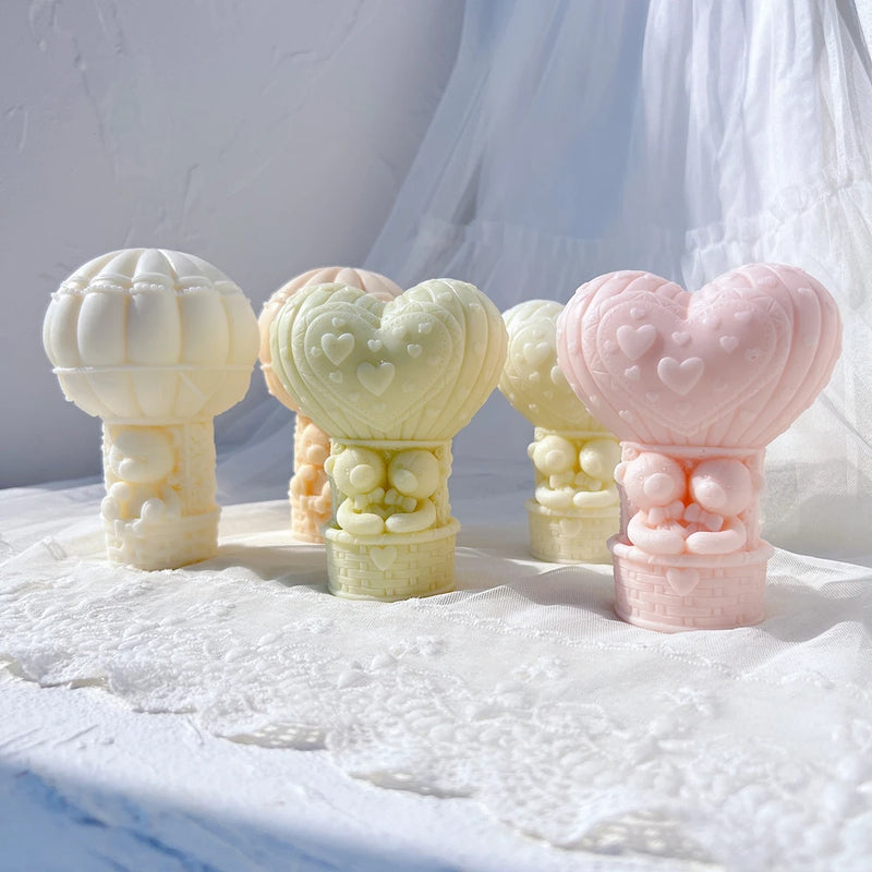 Teddy Bear in Heart Balloon Candle Mold