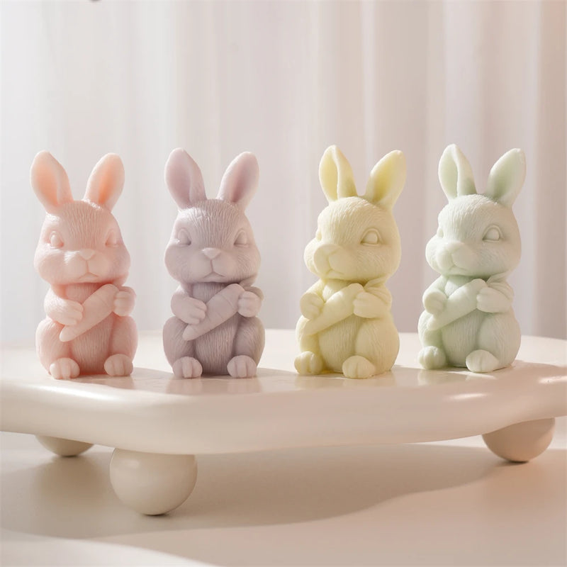 Easter Rabbit Holding Carrot Silicone Candle Mold
