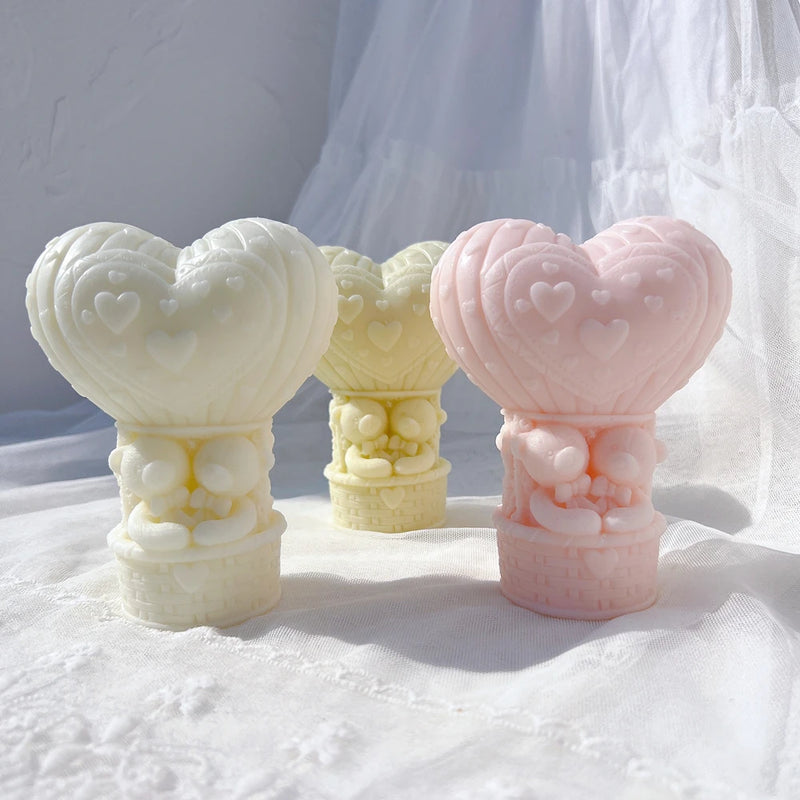 Teddy Bear in Heart Balloon Candle Mold