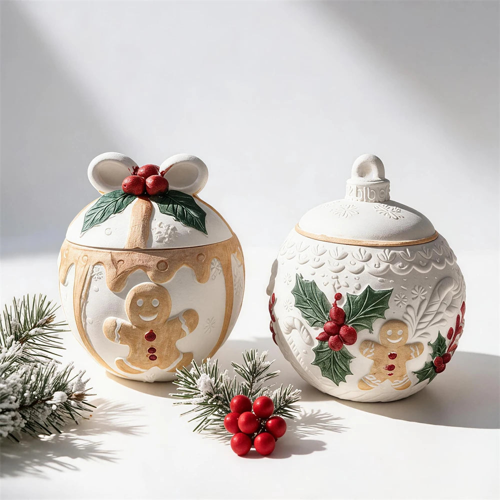 Snowflake Christmas ornament candle jar with decorative removable lid