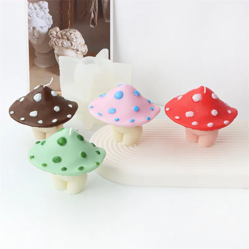 Mushroom Top and Halfbody Bottom Silicone Candle Mold