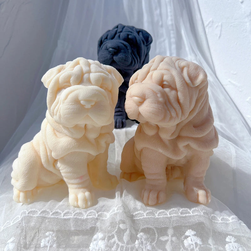 Shar Pei Dog Puppy Silcione Candle Mold