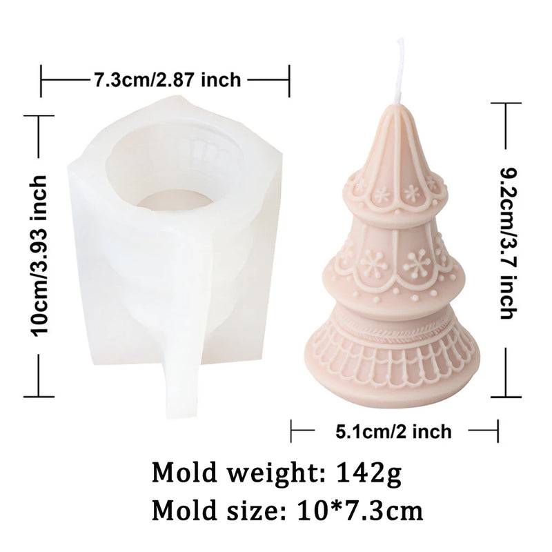 Star Flower Relief Pattern Cone-shaped Christmas Tree Candle Mold