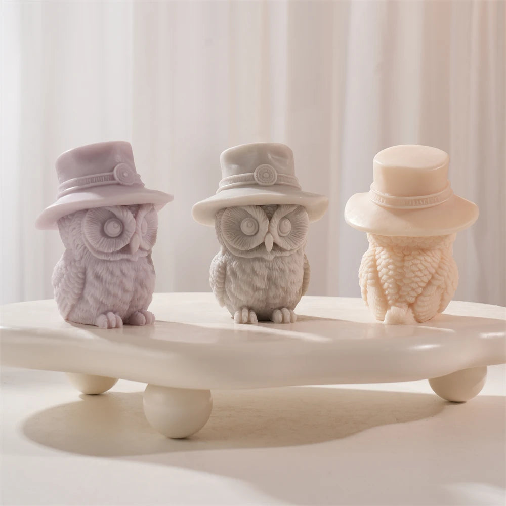 Hat Owl Candle Silicone Mold for DIY Crafts
