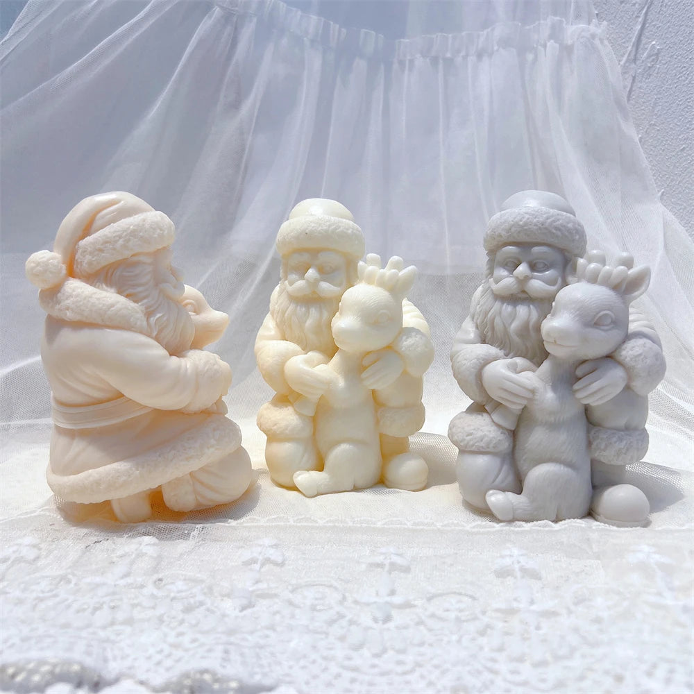 Santa Claus with Deer Candle Mold