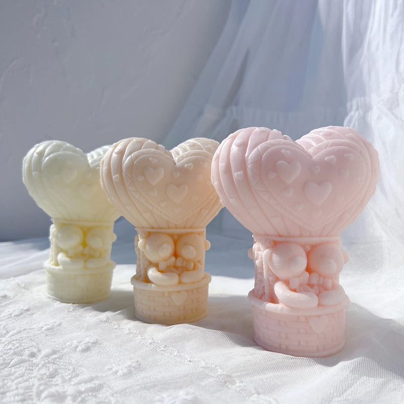 Teddy Bear in Heart Balloon Candle Mold