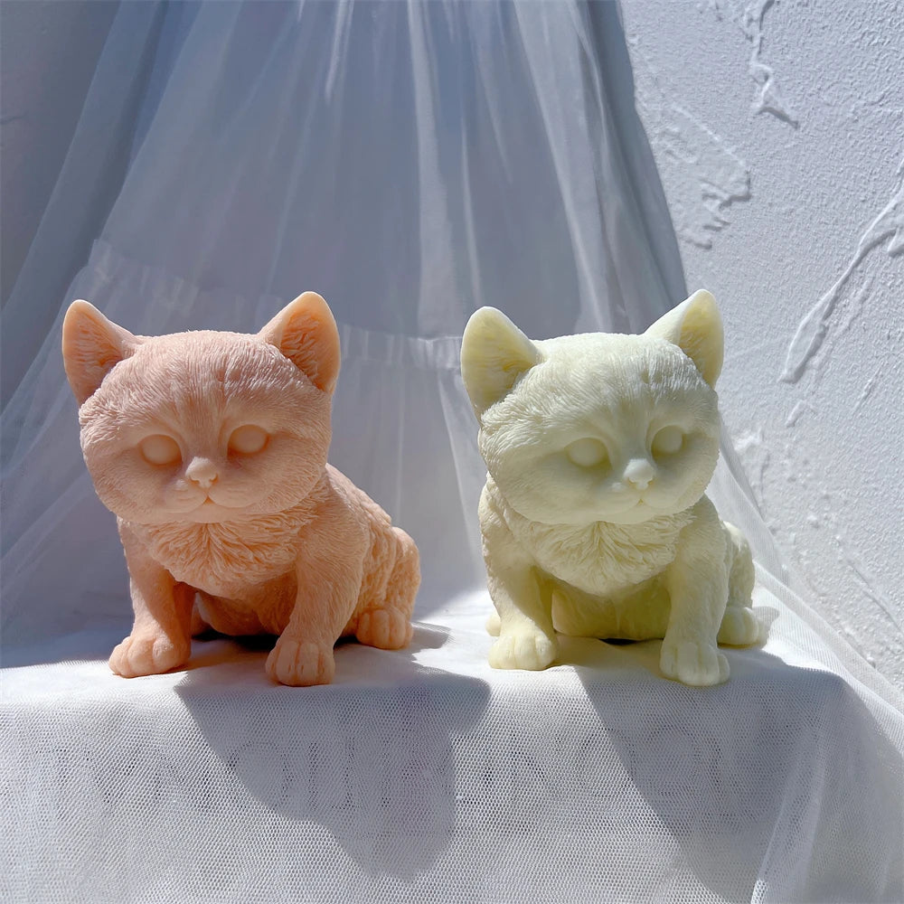 Kitten Sitting Statue Silicone Candle Mold