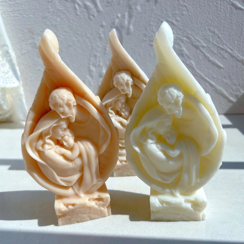 Holy Family in Angel Wings Candle Mold