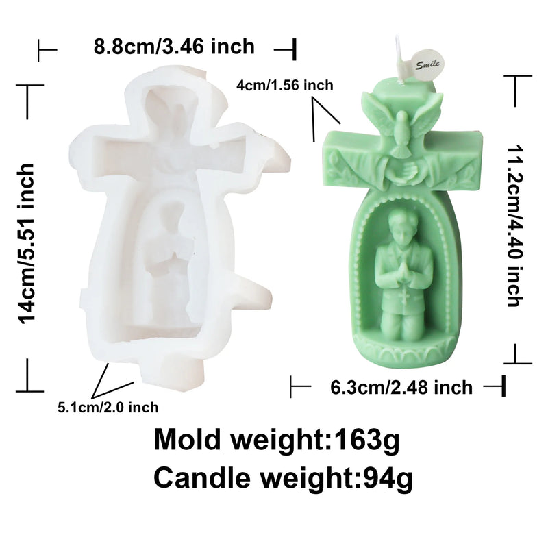 Cross Angel Boy and Girl Church Candle Mold