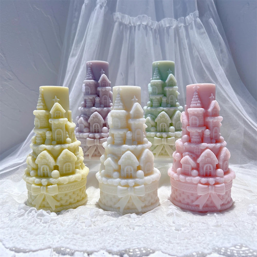 Bows Castle Christmas Silicone Candle Mold – Cake Design DIY Wax Mold