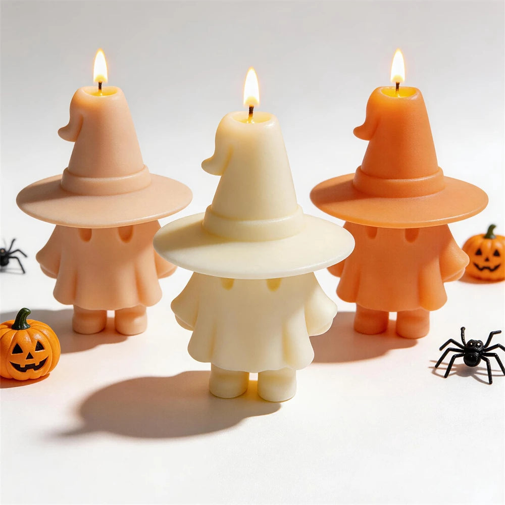 Cute Ghost Witch Silicone Candle Mold for Halloween