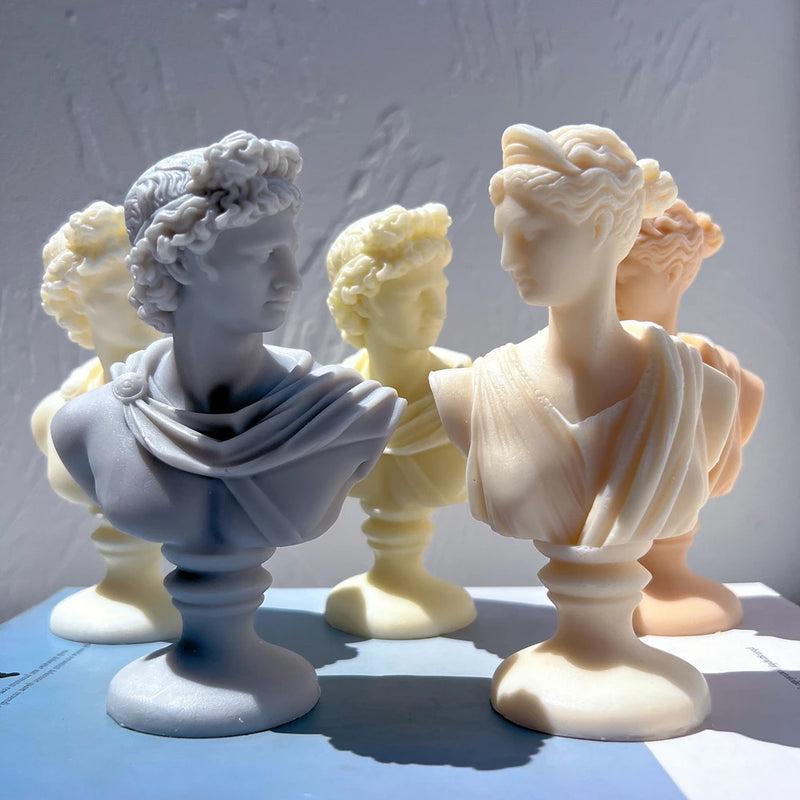 Greek Sculpture Roman Apollo Artemis Diana Bust Silicone Candle Mold