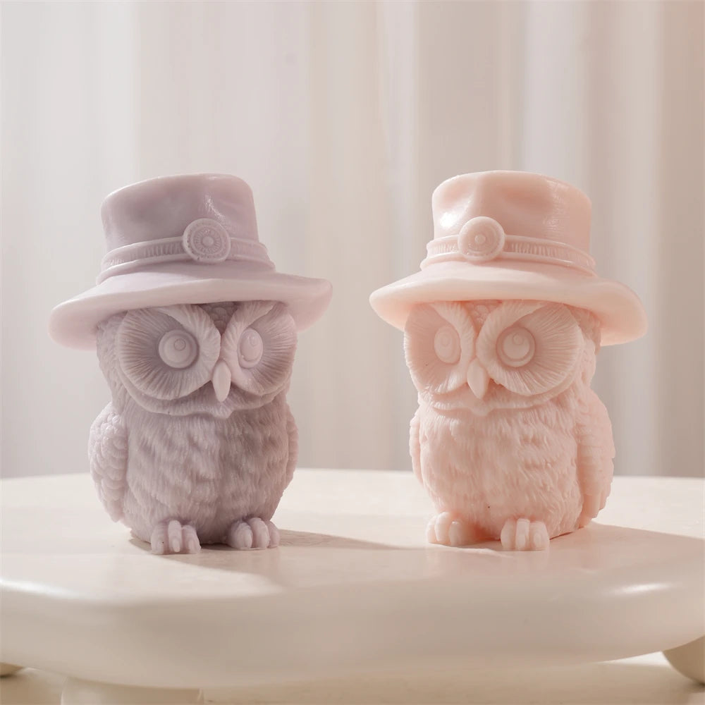 Hat Owl Candle Silicone Mold for DIY Crafts