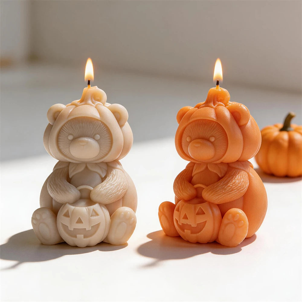 Trick or Treat Pumpkin Bear Silicone Candle Mold