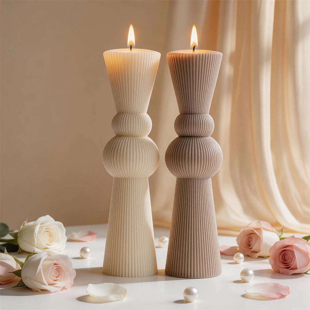 Fluted Hourglass Pillar Silicone Candle Mold