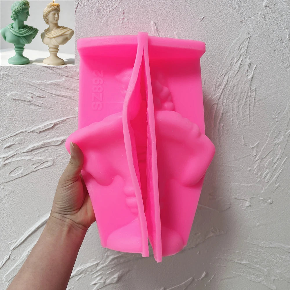 Apollo bust silicone candle mold