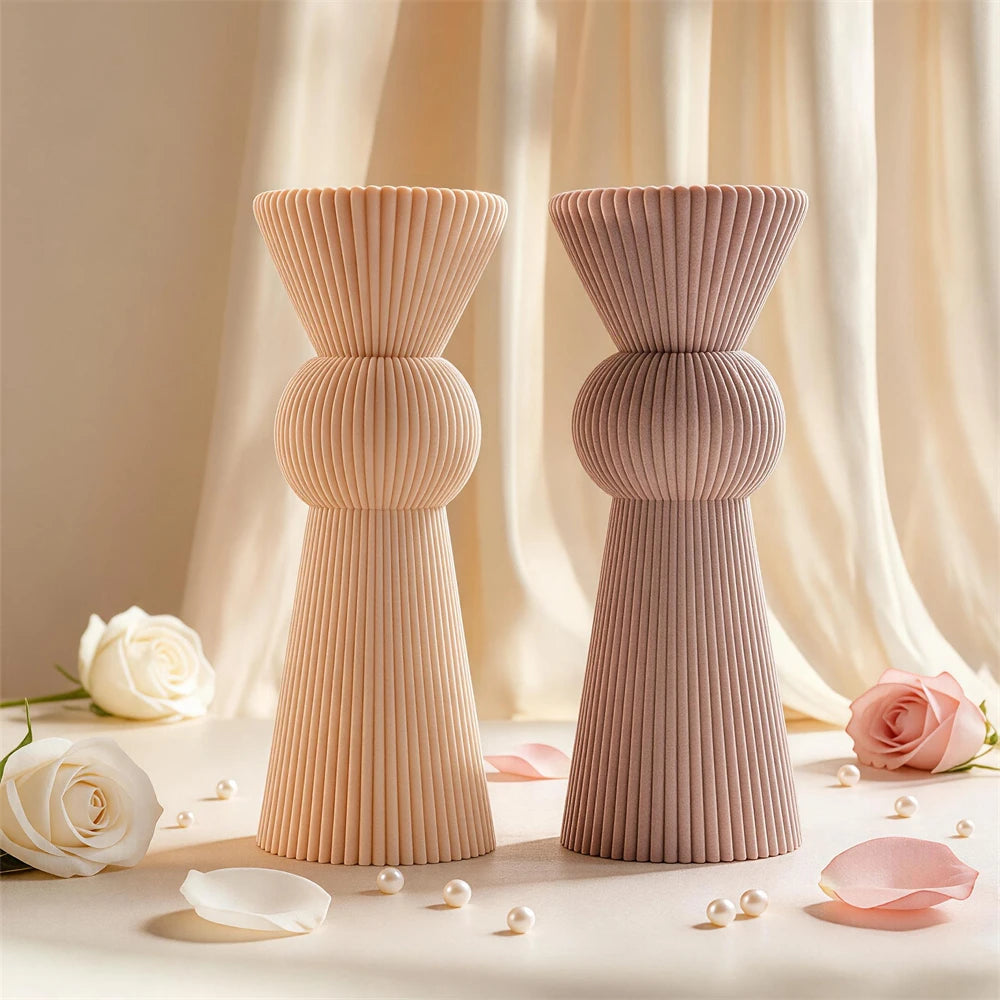 Fluted Hourglass Pillar Silicone Candle Mold