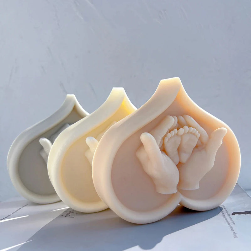 Cherished Baby Feet in Hands Candle Mold