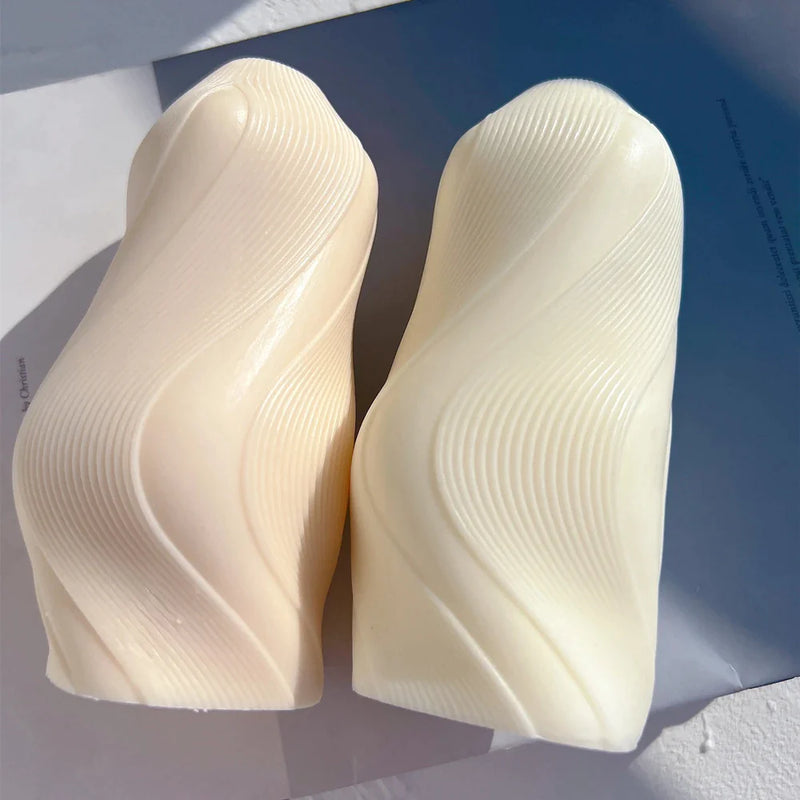 Unique Wave Twirl Ribbed Candle Mold