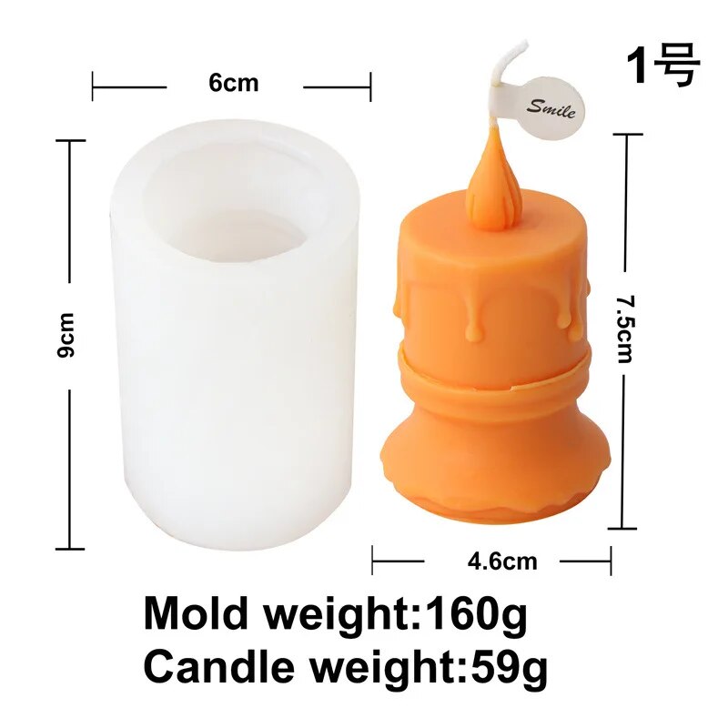 Burning Flame Long Rod Candle Mold