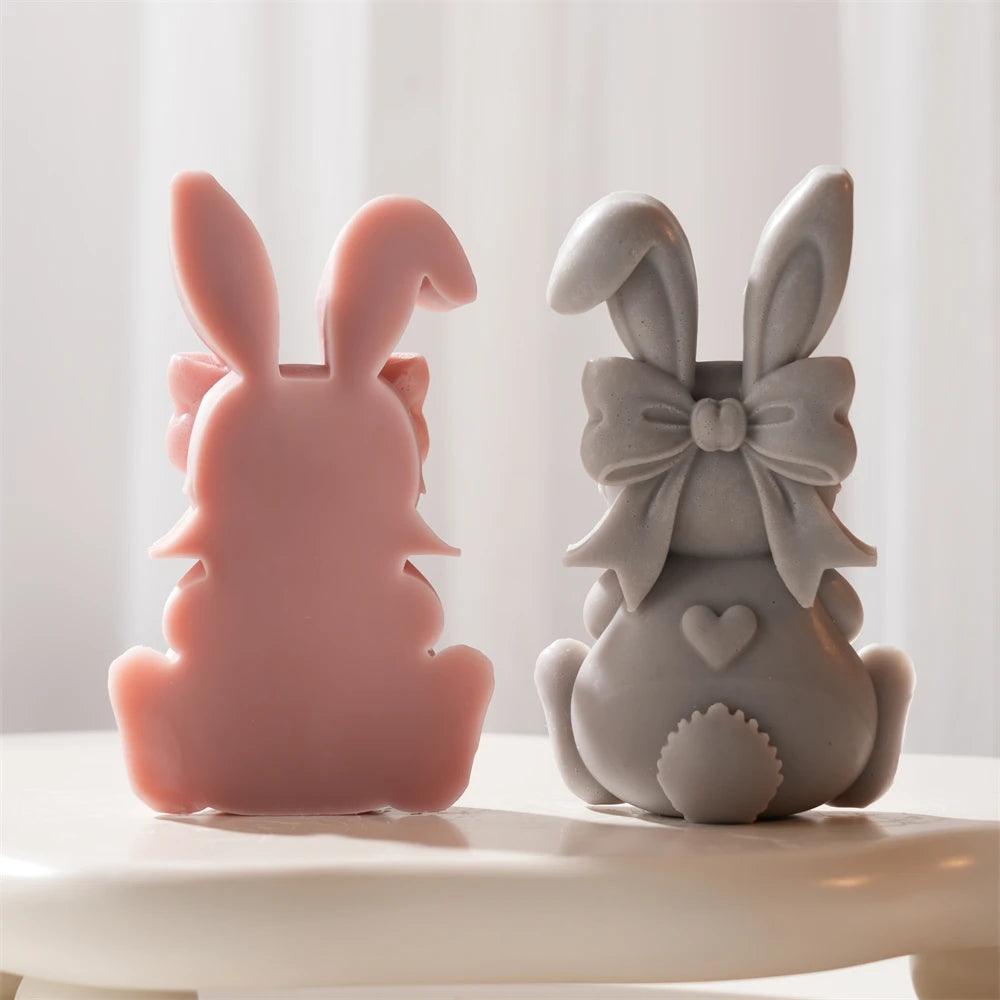 3D Heart Bowknot Bunny Silicone Candle Mold