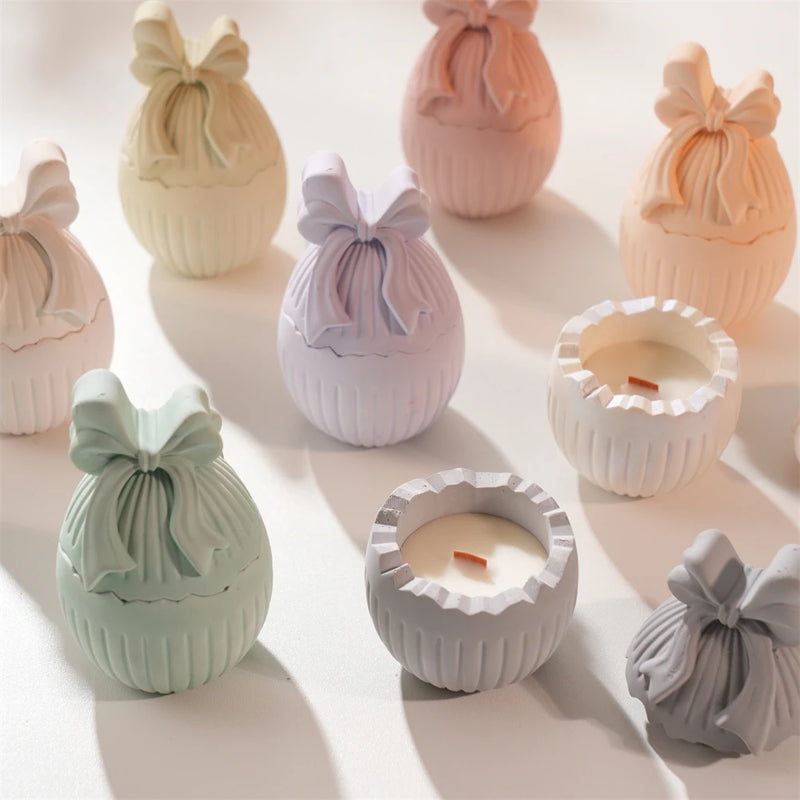 Easter Egg Candle Jar Silicone Mold with Bow Design