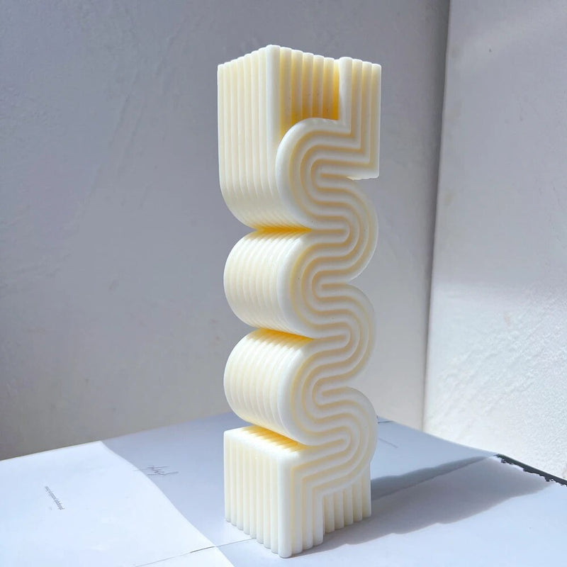 Aesthetic Wave Stripped Pillar S Shape Candle Mold