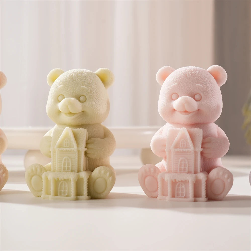 Strawberry Bunny & Bear House Candle Silicone Mold