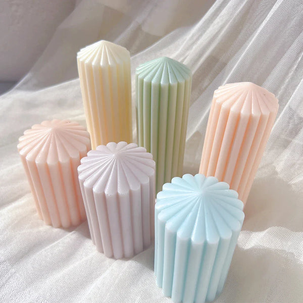 Unique Striped Column Pillar Candle Mold Silicone