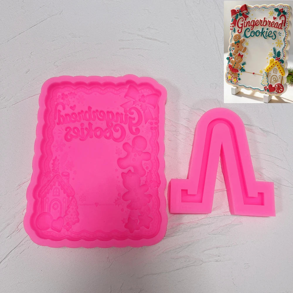 Gingerbread Cookies silicone mold with Christmas bow holly and snowflakes