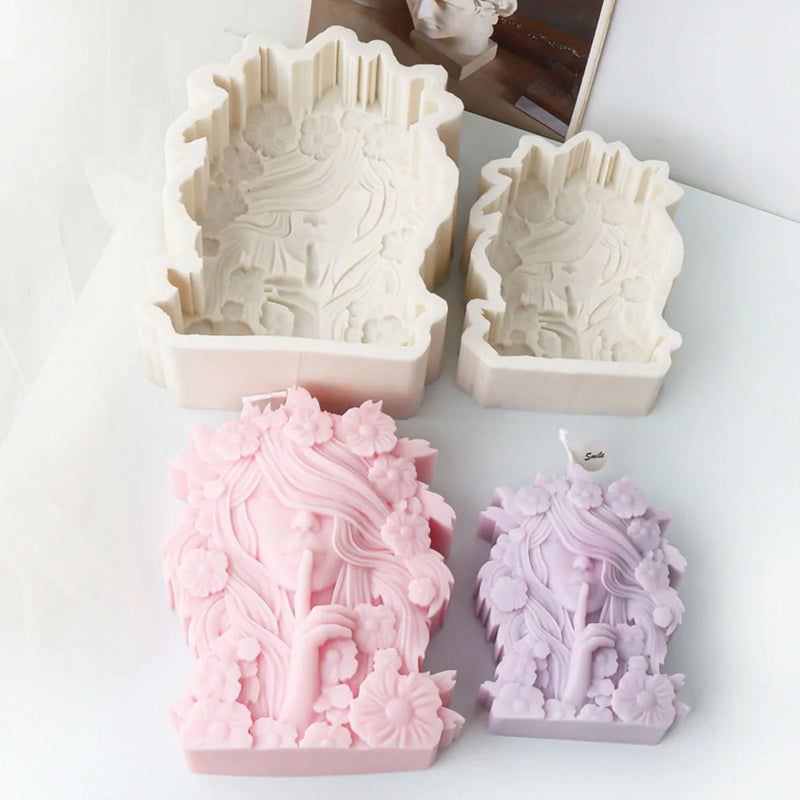 Flower Goddess Portrait Candle Silicone Mold